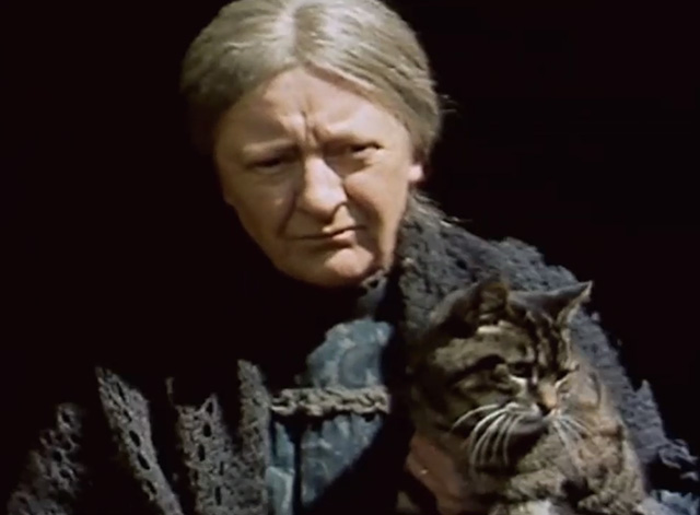 The Adventures of Black Beauty - The Fugitive - Mrs. Allingham Hazel Coppen holding tabby cat in doorway