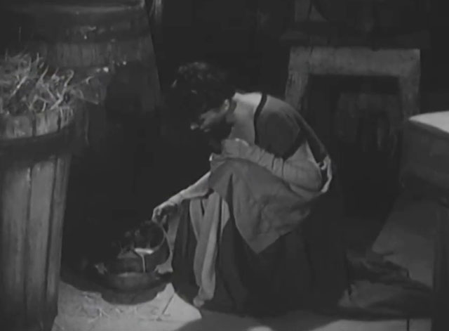 The Adventures of Robin Hood - The Borrowed Baby - tabby kitten being given milk by barmaid Alison Sylvia Kay