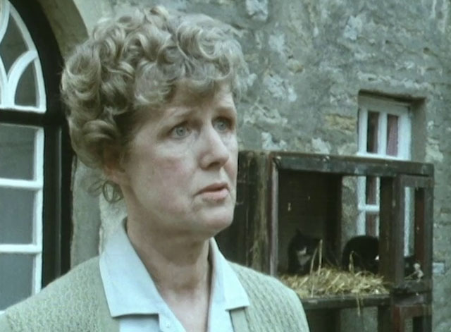 All Creatures Great and Small - Christmas Special 1985 - Sister Rose Irene Sutcliffe standing in front of cages with black and white tuxedo kittens