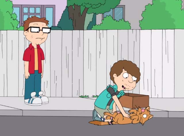 American Dad - Choosy Wives Choose Smith - orange cat Simon allows Snot to pet him