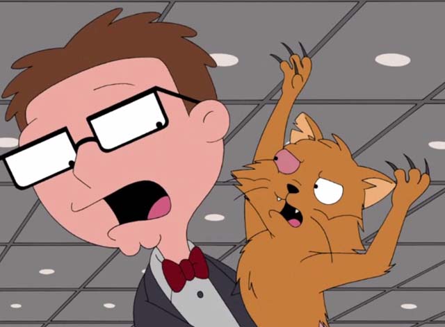 American Dad - Choosy Wives Choose Smith - orange cat Simon about to attack Steve again