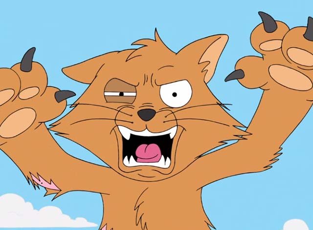 American Dad - Choosy Wives Choose Smith - orange cat Simon lunging at camera