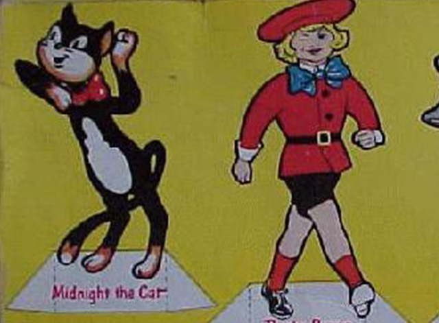 Andy's Gang - black and white cartoon cat Midnight with Buster Brown from shoe box