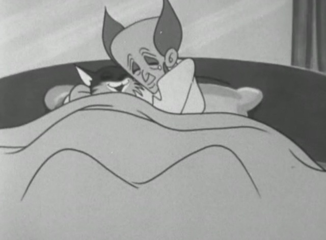 Astro Boy - The Mysterious Cat Mimi with Professor Greenthumb in bed