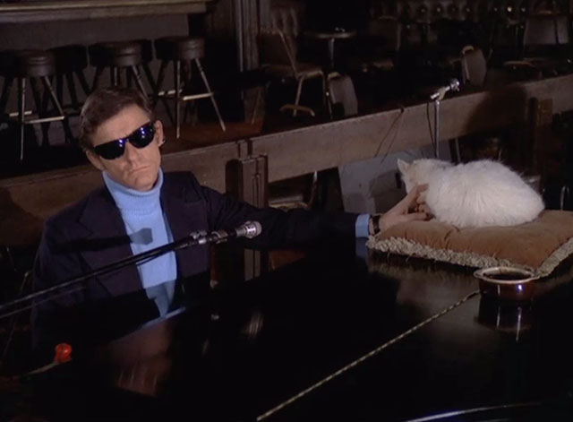 Barnaby Jones - See Some Evil, Do Some Evil - longhair white cat on piano petted by Stanley Lambert Roddy McDowall