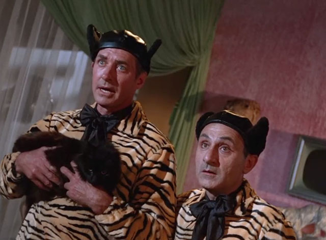 Batman - The Purr-fect Crime - black cat being held by Leo Jock Mahoney with Felix Ralph Manza