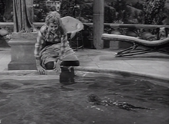 The Beverly Hillbillies - Jethro's Friend - Rusty cat Orangey swimming in pool near Elly May Donna Douglas
