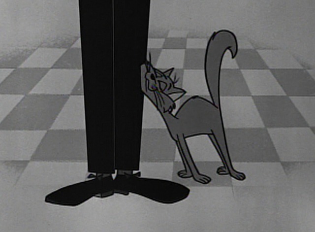Bewitched - theme song cartoon cat at Darrin's feet