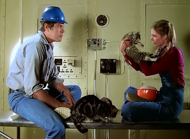The Bionic Woman - Iron Ships and Dead Men - Bob with Jamie Lindsay Wagner and cats