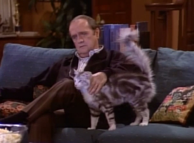 Bob - P.C. or Not P.C. - cat Otto on couch with Bob Newhart