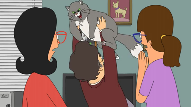 Bob's Burgers - There's No Business Like Mr. Business Business - grey and white cat attacks Ian