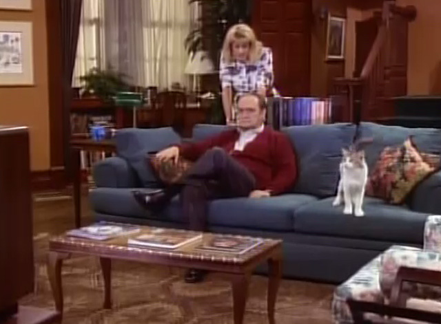 Bob - Unforgiven - cat Otto sitting next to Bob Newhart on couch