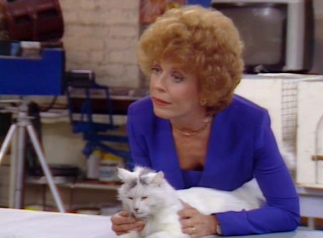 Bosom Buddies - On the Road to Monte Carlo - Ruth Holland Taylor with white cat with black markings Pansy