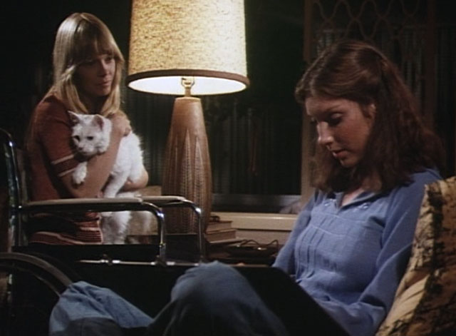 Bronk - Terror - Ellen Dina Ousley holding white longhair cat Yankee on lap with Kim Brooke Palance