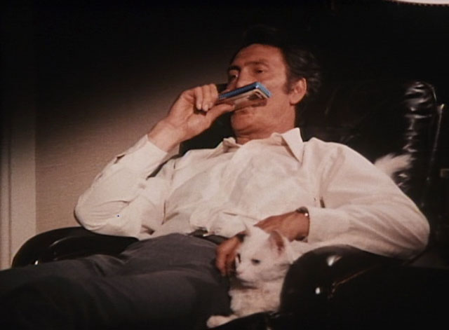 Bronk - Crackback - Alex Bronkov Jack Palance sitting on chair with white longhair cat Yankee