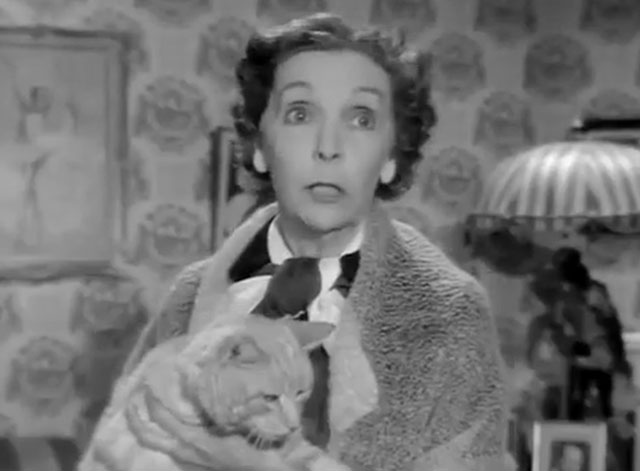 Burke's Law - Who Killed Holly Howard? - Mrs. Bowie Zasu Pitts holding ginger tabby cat Mr. DeMille Orangey