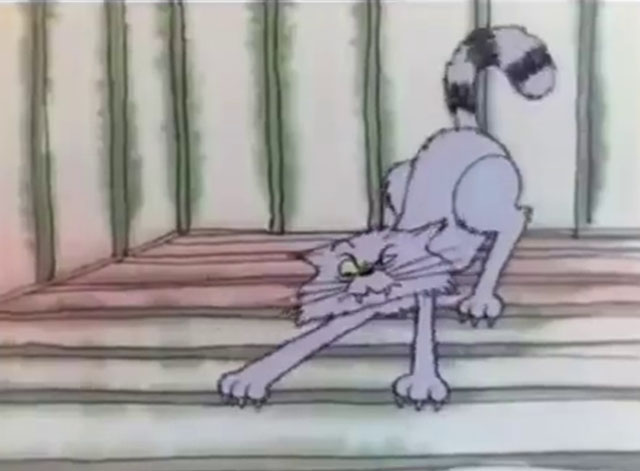 Carlton Your Doorman - cartoon cat Ringo on fire escape