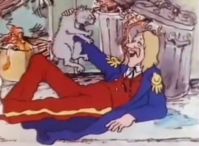 Carlton Your Doorman - cartoon cat Ringo being scruffed by Carlton