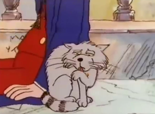Carlton Your Doorman - cartoon cat Ringo licking paw on front step