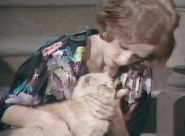 The Carol Burnett Show - Season 8, Episode 4 - drunk Jane Carol Burnett on stoop petting orange tabby cat on lap
