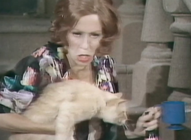 The Carol Burnett Show - Season 8, Episode 4 - drunk Jane Carol Burnett on stoop with orange tabby cat