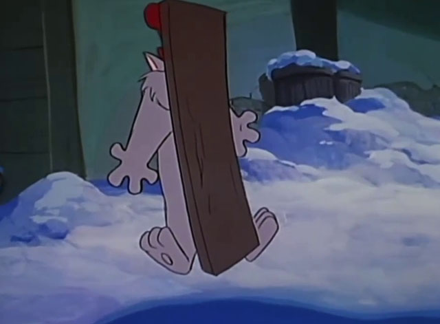 A Christmas Story - cartoon gray Fat Cat getting hit with board