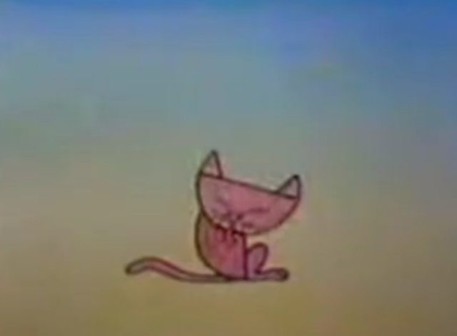 Sesame Street - Circles Become Mouse and Cat - pink cat made of divided circle preening