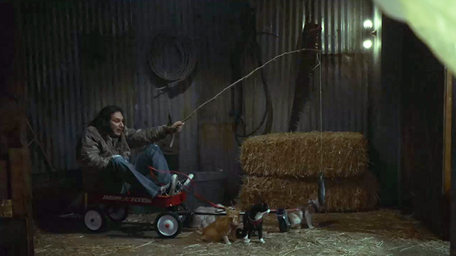 Community - Basic Intergluteal Numistics - Starburns Dino Stmatopoulos trying to escape in wagon pulled by four cats