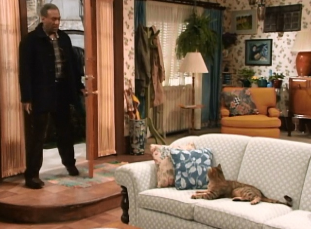 Cosby - That Darn Cat Sherman tabby on couch as Hilton Bill Cosby enters house