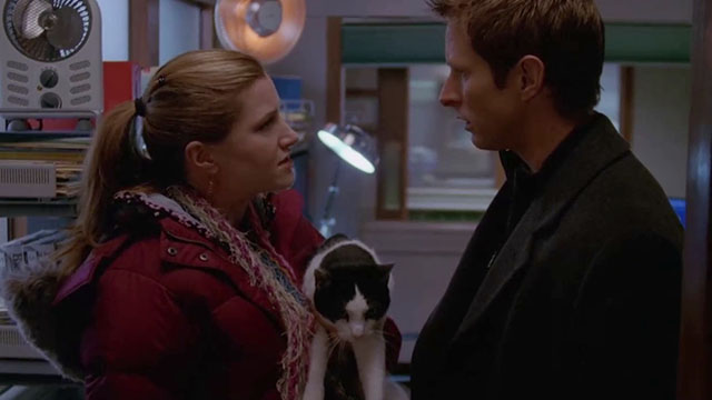 Crossing Jordan - Blue Moon - Seeley David Monahan with Lily Kathryn Hahn holding tuxedo cat