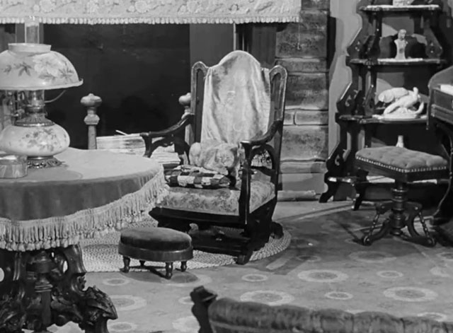 Death Valley Days - Faro Bill's Layout - ginger cat Samantha Orangey sitting on chair in living room