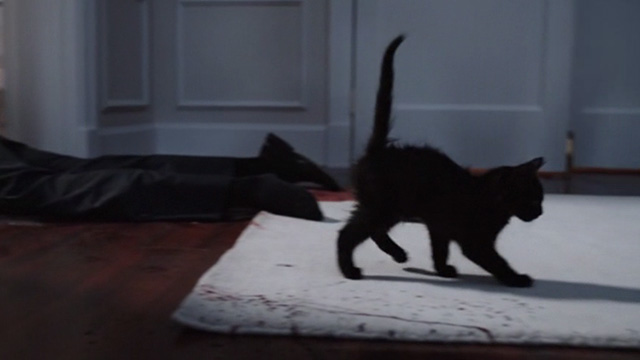 Dirk Gently's Holistic Detective Agency - Horizons - black kitten tracking blood at crime scene