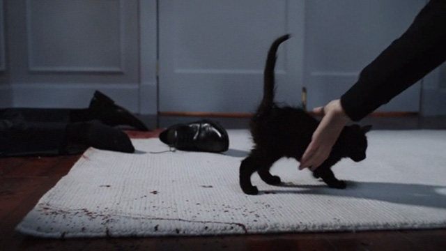 Dirk Gently's Holistic Detective Agency - Horizons - hand reaching down to pick up black kitten from crime scene
