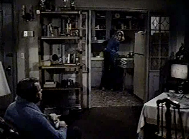 Eischied - Do They Really Have to Die - Joe Don Baker with ginger and white tabby cat P.C. Waldo Kitty on lap and Irene Laraine Stephens