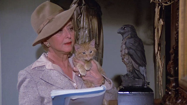 Fantasy Island - Beachcomber / The Last Whodunnit - Mabel Celeste Holm holding ginger tabby cat Hercule looking at bird statue on mantelpiece
