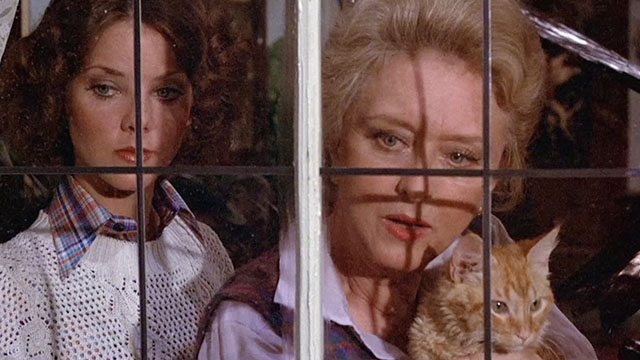 Fantasy Island - Beachcomber / The Last Whodunnit - Evelyn Judith Chapman with Mabel Celeste Holm holding ginger tabby cat Hercule while looking out window