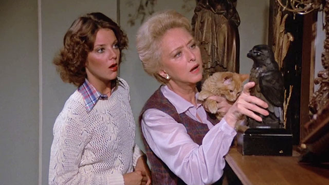 Fantasy Island - Beachcomber / The Last Whodunnit - Evelyn Judith Chapman with Mabel Celeste Holm holding ginger tabby cat Hercule moving bird statue