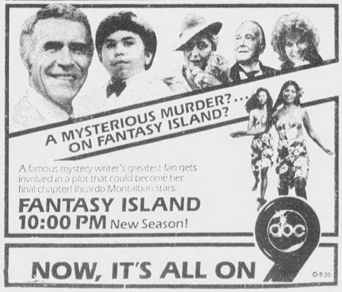 Fantasy Island - Beachcomber / The Last Whodunnit - newspaper ad for episode