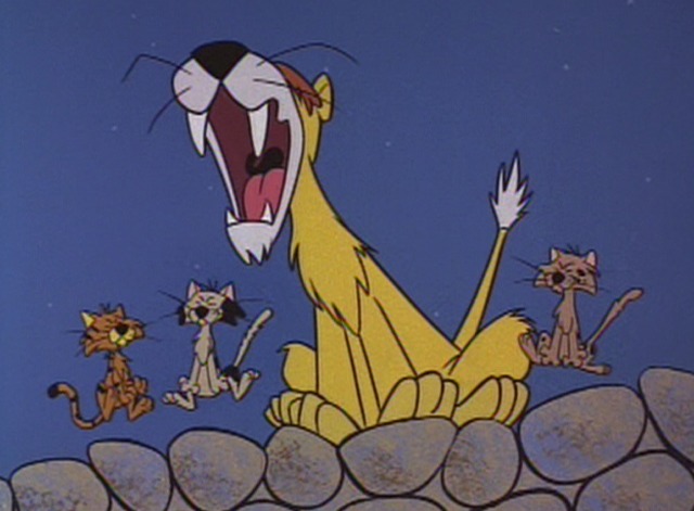The Flintstones - Flintstone and the Lion - cats shaken by lion's roar