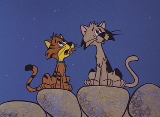 The Flintstones - Flintstone and the Lion - two cats on wall talking