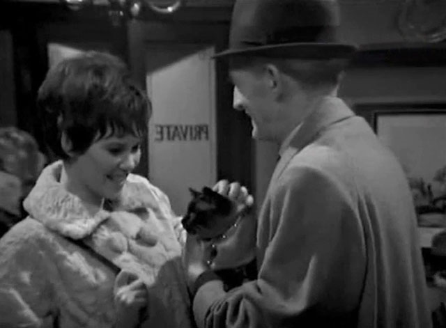 Francis Durbridge Presents - A Game of Murder - Episode 5 - Norman Peter Copley holding Siamese cat Chow in pub with Doreen Dorothy White