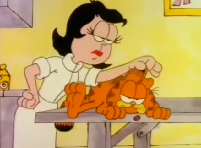 Garfield's Thanksgiving - Garfield being checked by veterinarian Liz