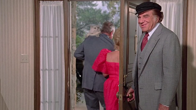 Hart to Hart - With This Hart, I Thee Wed - Aunt Renee Eva Gabor and Charles William Windom walking out door with silver Persian cat and Max Lionel Stander