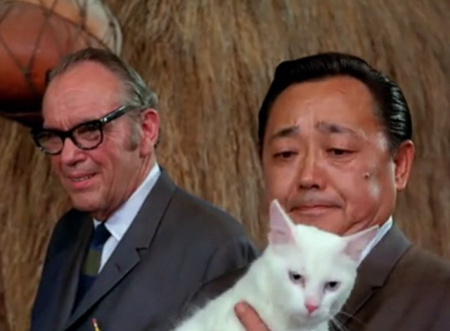 Hawaii Five-0 - King Kamehameha's Blues - Chin Ho Kam Fong holding white cat Sam