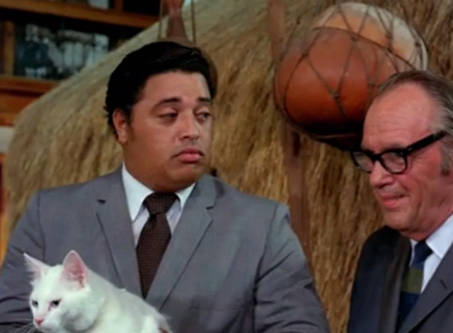 Hawaii Five-0 - King Kamehameha's Blues - Kono Zulu holding white cat Sam