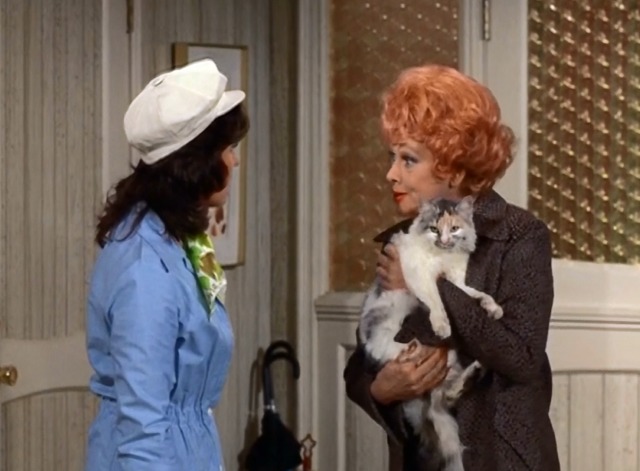 Here's Lucy - Lucy is N.G. as an R.N. - Lucille Ball and Lucie Arnaz with calico cat Harry