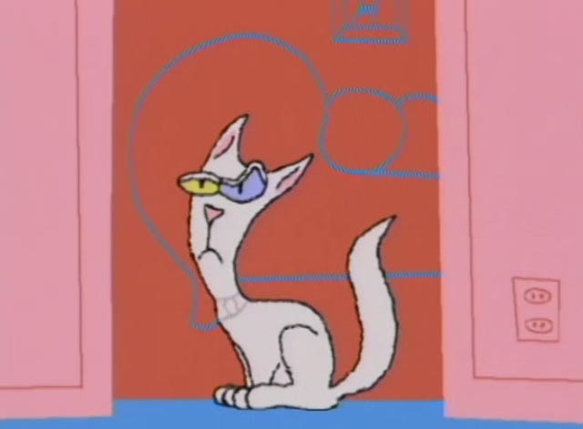 Home Movies - Brendon Gets Rabies - white cat Alexandre looking angry in doorway