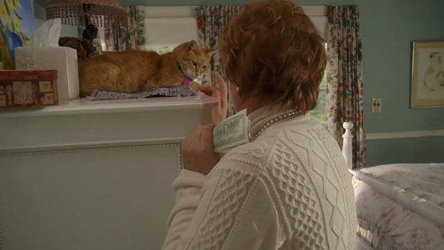 House, M.D. - Airborne - Fran Jenny O'Hara in bedroom with ginger and white tabby cat Harrington on dresser