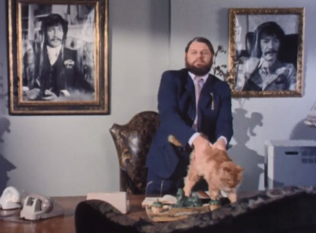 Jason King - That Isn't Me, It's Somebody Else - long-haired ginger tabby cat standing on desk in front of Bonisalvi George Murcell