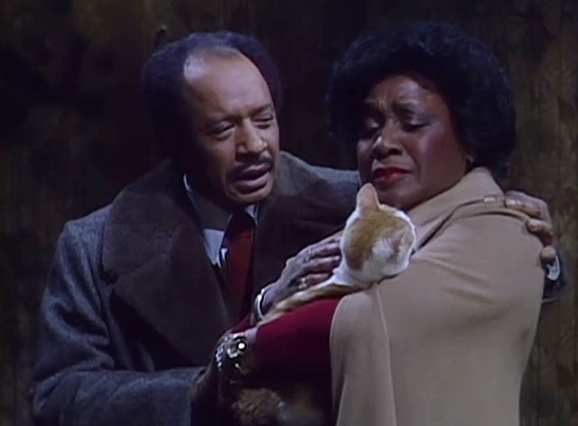 The Jeffersons - And the Doorknobs Shined Like Diamonds - Louise Isabel Sanford holding ginger and white tabby cat with George Sherman Hemsley